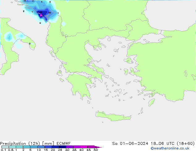 Precipitação (12h) ECMWF Sáb 01.06.2024 06 UTC