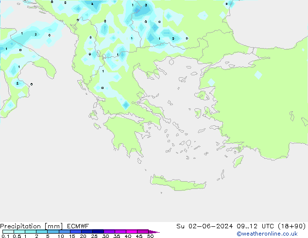 Yağış ECMWF Paz 02.06.2024 12 UTC