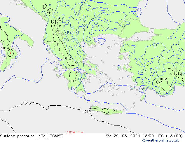 Surface pressure ECMWF We 29.05.2024 18 UTC