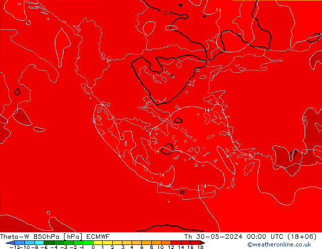 Theta-W 850hPa ECMWF Th 30.05.2024 00 UTC