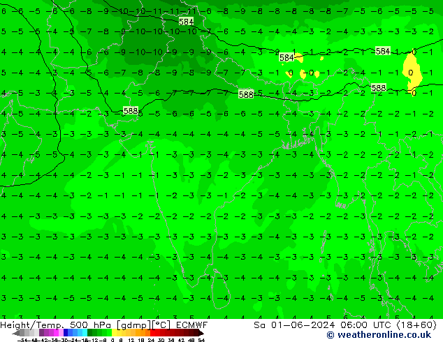 Height/Temp. 500 hPa ECMWF sab 01.06.2024 06 UTC