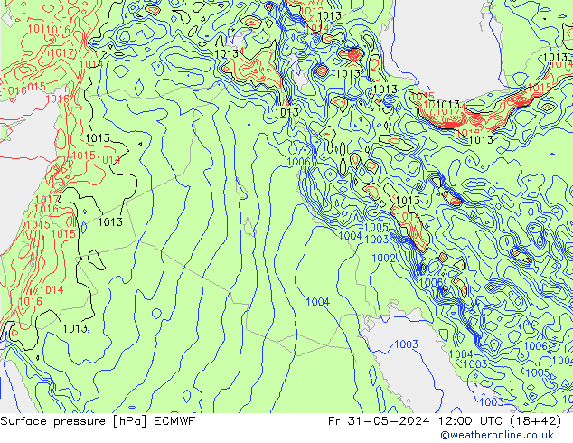 Atmosférický tlak ECMWF Pá 31.05.2024 12 UTC
