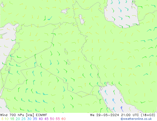 Wind 700 hPa ECMWF wo 29.05.2024 21 UTC