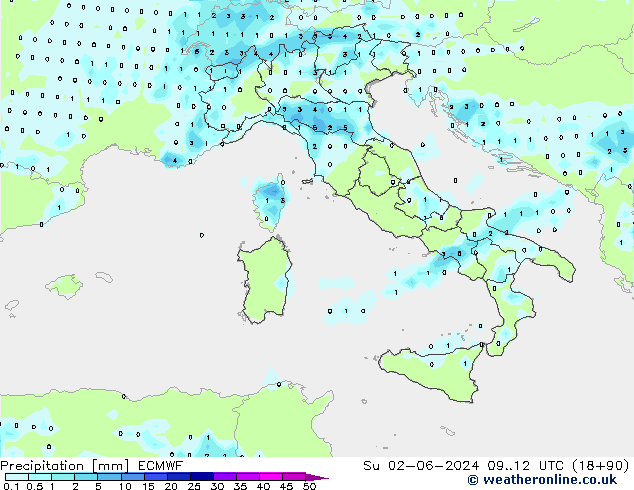 осадки ECMWF Вс 02.06.2024 12 UTC