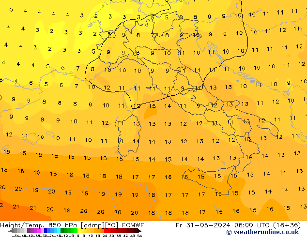 Z500/Rain (+SLP)/Z850 ECMWF Fr 31.05.2024 06 UTC