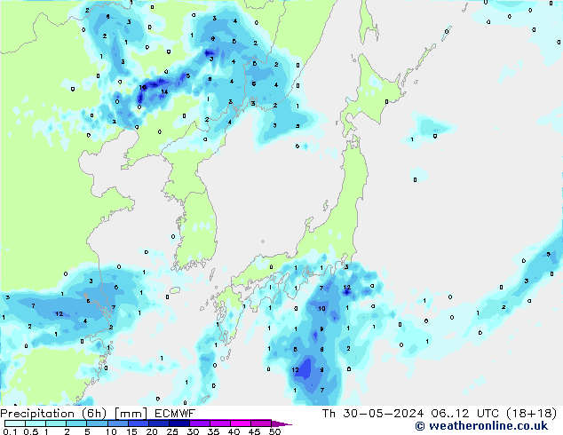 Z500/Rain (+SLP)/Z850 ECMWF Th 30.05.2024 12 UTC