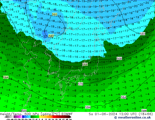 Z500/Yağmur (+YB)/Z850 ECMWF Cts 01.06.2024 12 UTC