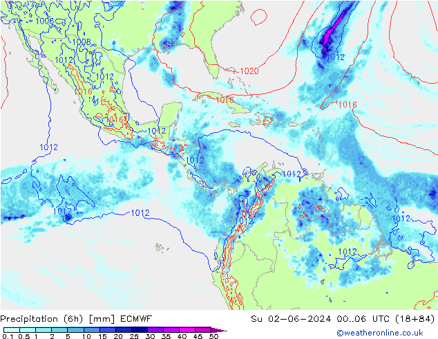 Precipitação (6h) ECMWF Dom 02.06.2024 06 UTC