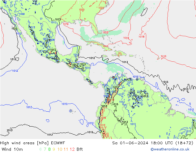 High wind areas ECMWF So 01.06.2024 18 UTC