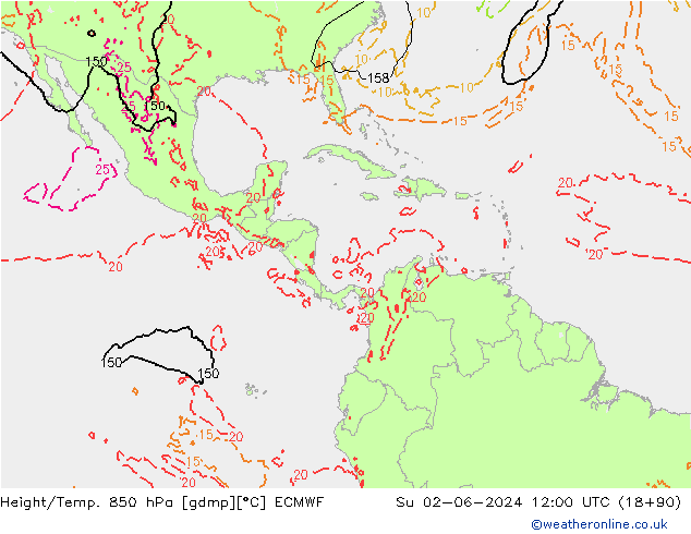 Z500/Rain (+SLP)/Z850 ECMWF nie. 02.06.2024 12 UTC