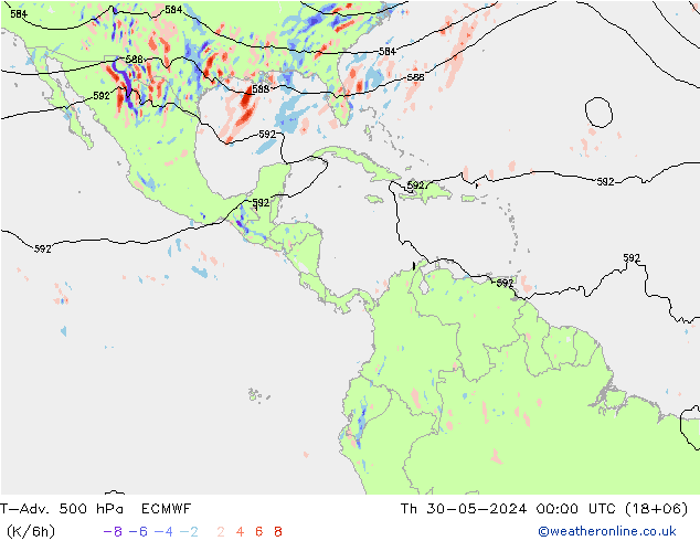 T-Adv. 500 гПа ECMWF чт 30.05.2024 00 UTC