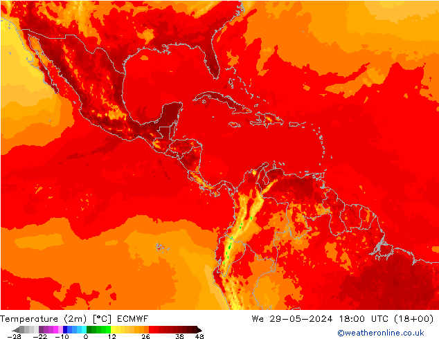 карта температуры ECMWF ср 29.05.2024 18 UTC