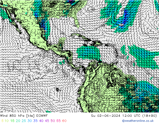 Wind 850 hPa ECMWF Su 02.06.2024 12 UTC