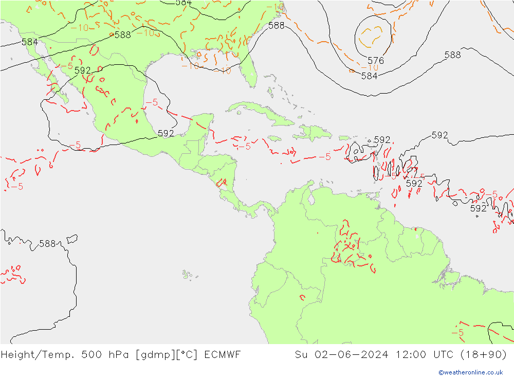 Z500/Rain (+SLP)/Z850 ECMWF nie. 02.06.2024 12 UTC