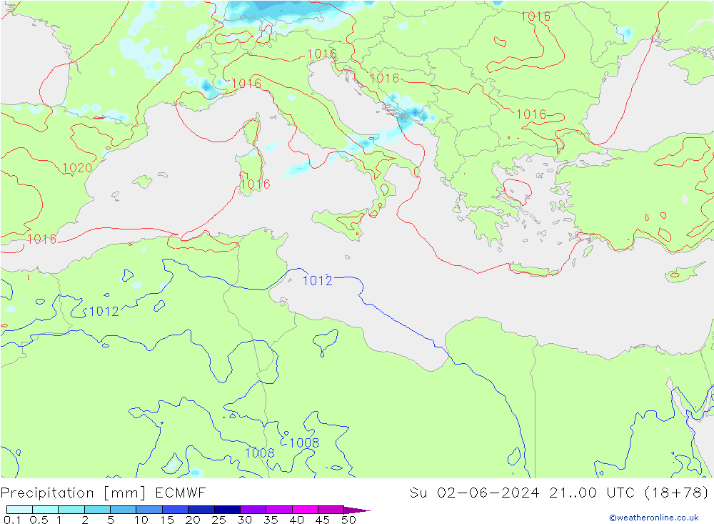 Yağış ECMWF Paz 02.06.2024 00 UTC