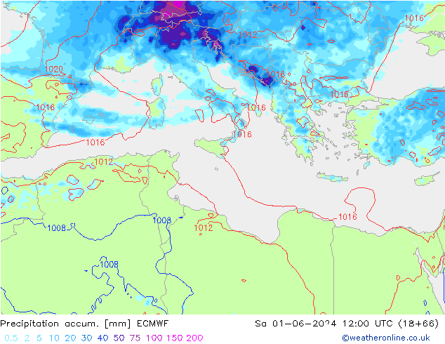 Précipitation accum. ECMWF sam 01.06.2024 12 UTC