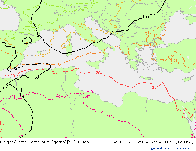 Z500/Yağmur (+YB)/Z850 ECMWF Cts 01.06.2024 06 UTC