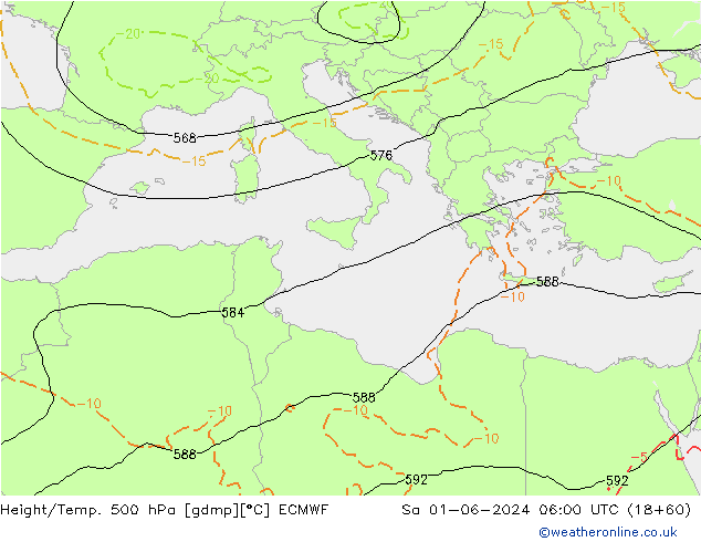 Z500/Rain (+SLP)/Z850 ECMWF Sa 01.06.2024 06 UTC