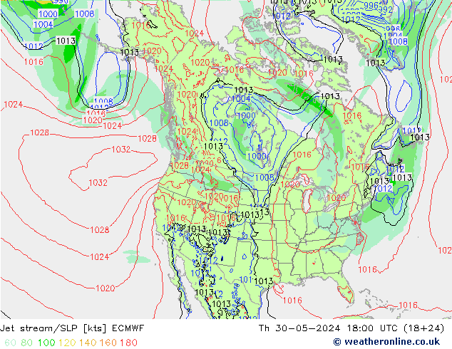 Polarjet/Bodendruck ECMWF Do 30.05.2024 18 UTC