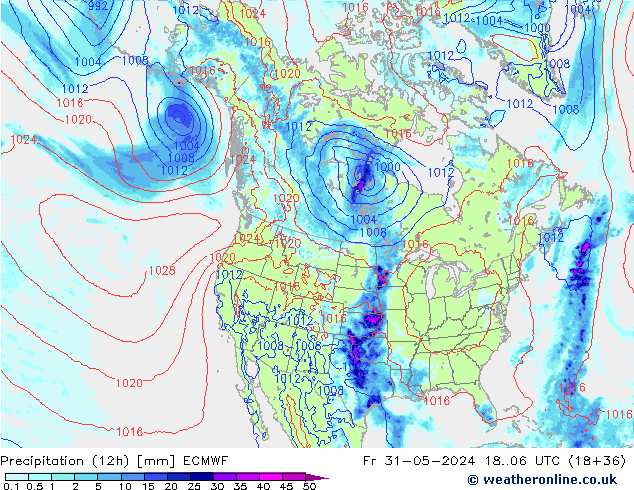 Precipitación (12h) ECMWF vie 31.05.2024 06 UTC