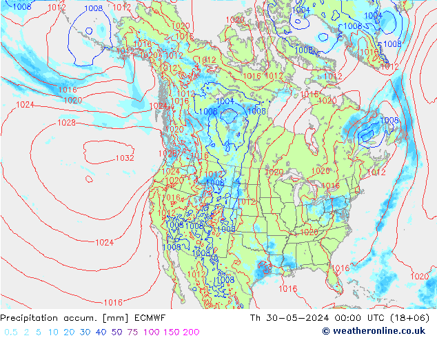 Precipitation accum. ECMWF Th 30.05.2024 00 UTC