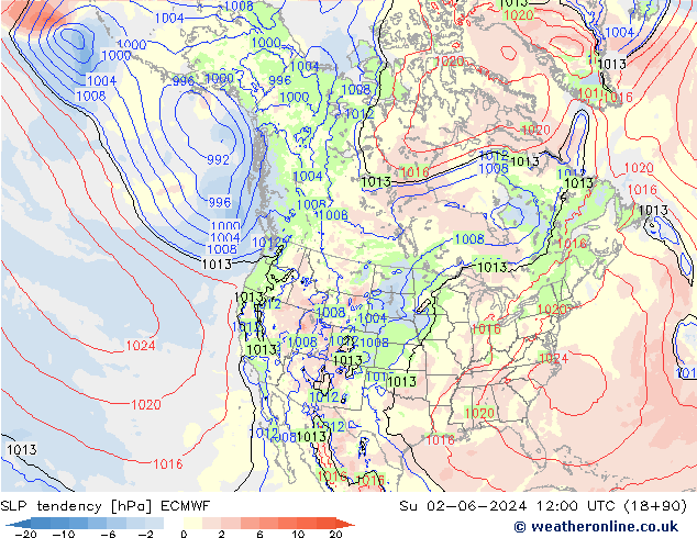 SLP tendency ECMWF Dom 02.06.2024 12 UTC