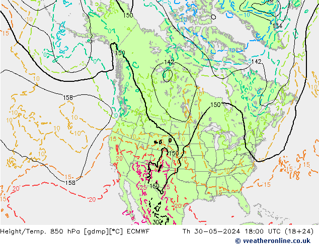 Z500/Rain (+SLP)/Z850 ECMWF czw. 30.05.2024 18 UTC