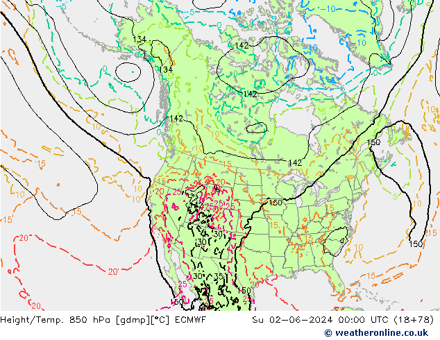 Z500/Rain (+SLP)/Z850 ECMWF dom 02.06.2024 00 UTC