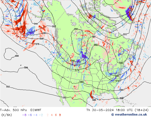 T-Adv. 500 hPa ECMWF do 30.05.2024 18 UTC