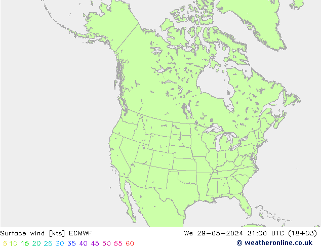 Vento 10 m ECMWF mer 29.05.2024 21 UTC