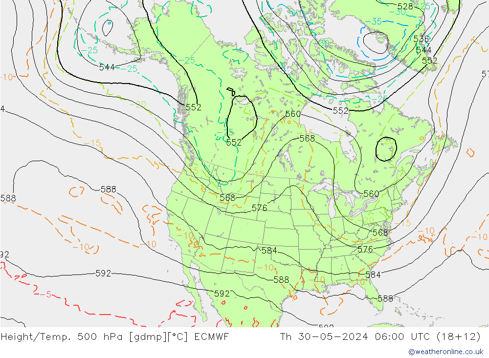 Z500/Rain (+SLP)/Z850 ECMWF  30.05.2024 06 UTC