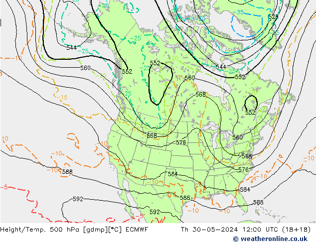 Z500/Yağmur (+YB)/Z850 ECMWF Per 30.05.2024 12 UTC