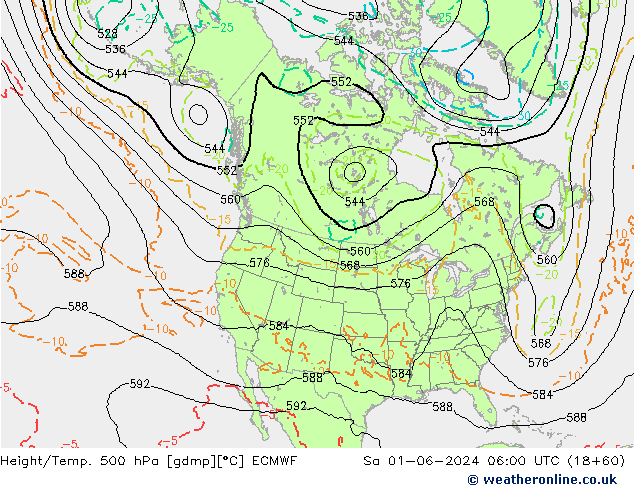 Z500/Rain (+SLP)/Z850 ECMWF сб 01.06.2024 06 UTC