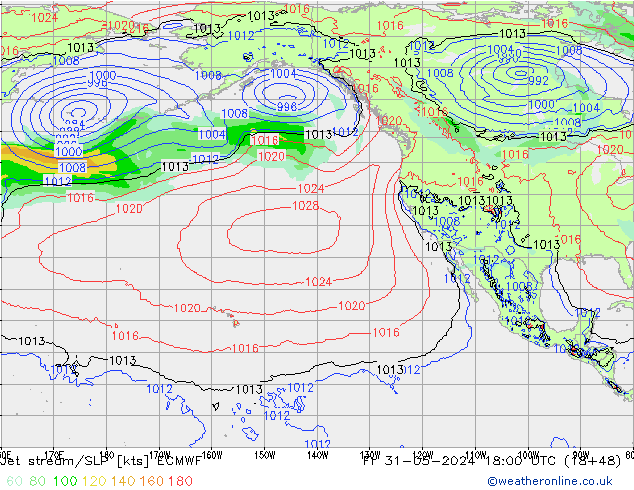 Jet stream ECMWF Sex 31.05.2024 18 UTC