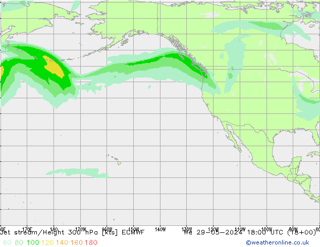 Corrente a getto ECMWF mer 29.05.2024 18 UTC