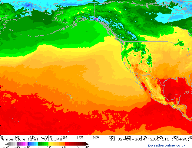 Temperatura (2m) ECMWF Dom 02.06.2024 12 UTC