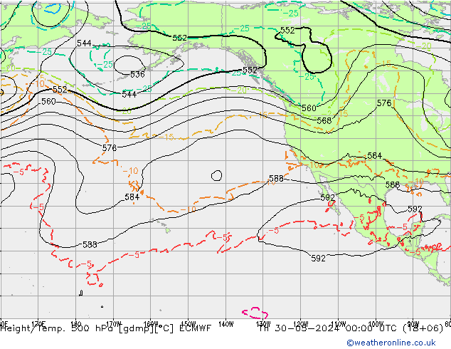 Z500/Rain (+SLP)/Z850 ECMWF Th 30.05.2024 00 UTC