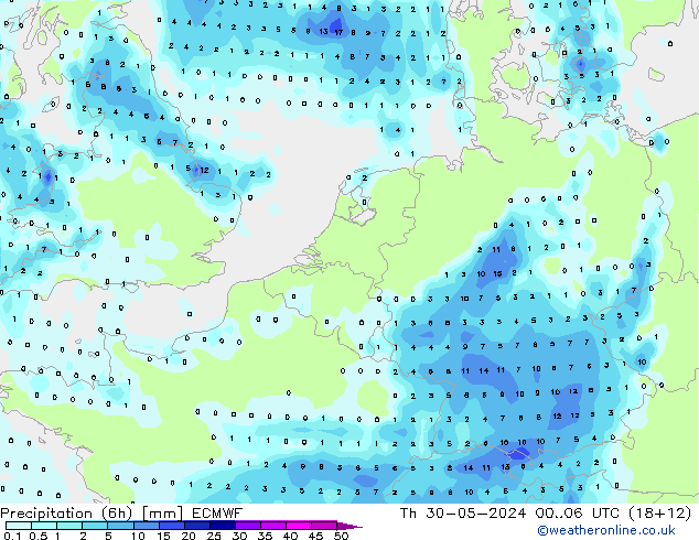 Z500/Yağmur (+YB)/Z850 ECMWF Per 30.05.2024 06 UTC