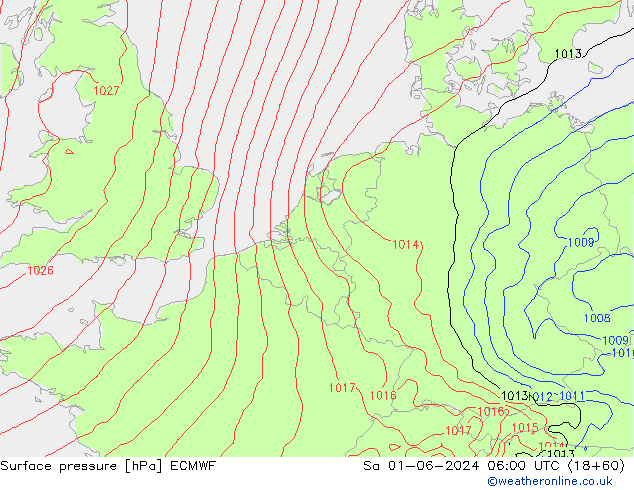 Pressione al suolo ECMWF sab 01.06.2024 06 UTC