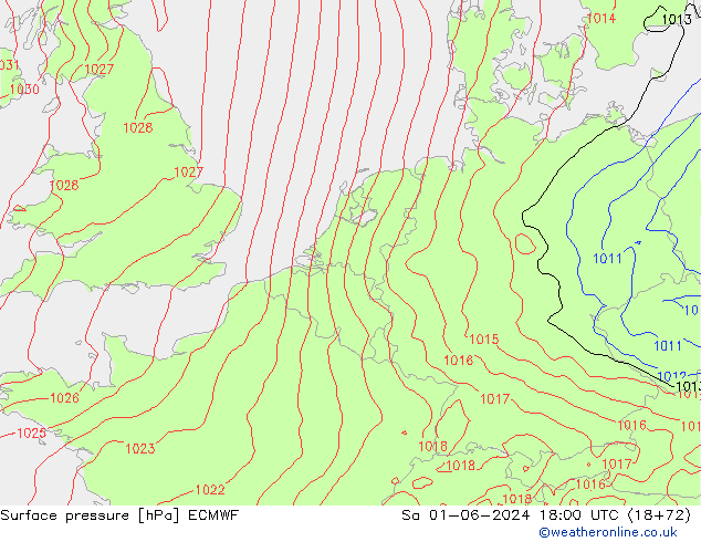 Bodendruck ECMWF Sa 01.06.2024 18 UTC