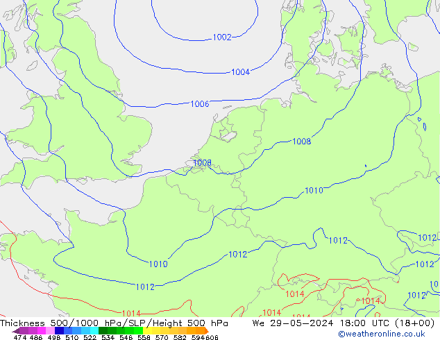 500-1000 hPa Kalınlığı ECMWF Çar 29.05.2024 18 UTC