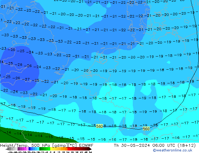 Z500/Yağmur (+YB)/Z850 ECMWF Per 30.05.2024 06 UTC