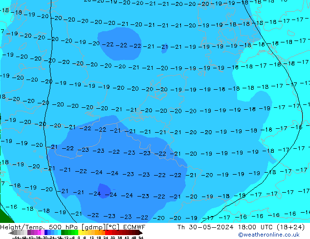 Z500/Rain (+SLP)/Z850 ECMWF Qui 30.05.2024 18 UTC