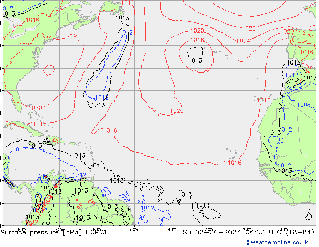 pression de l'air ECMWF dim 02.06.2024 06 UTC