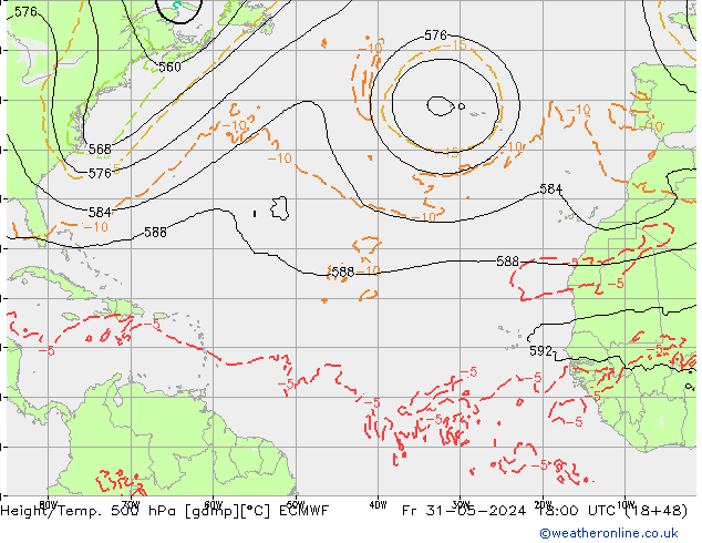 Z500/Rain (+SLP)/Z850 ECMWF Sex 31.05.2024 18 UTC