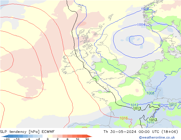 Tendencia de presión ECMWF jue 30.05.2024 00 UTC