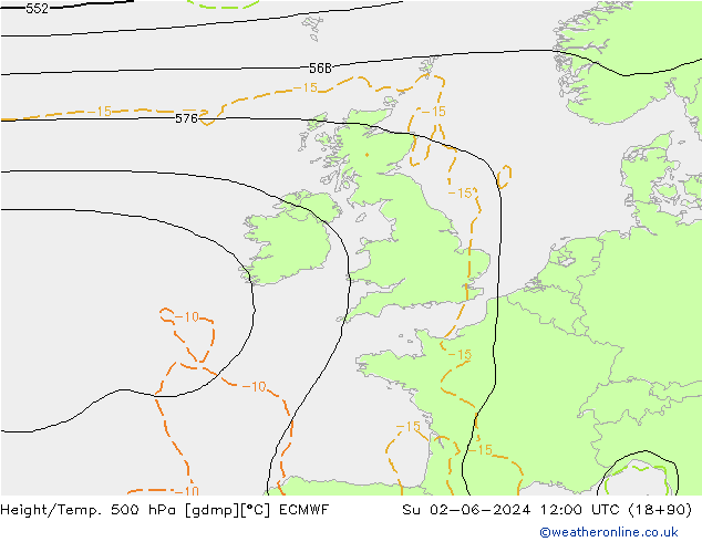 Z500/Rain (+SLP)/Z850 ECMWF Su 02.06.2024 12 UTC