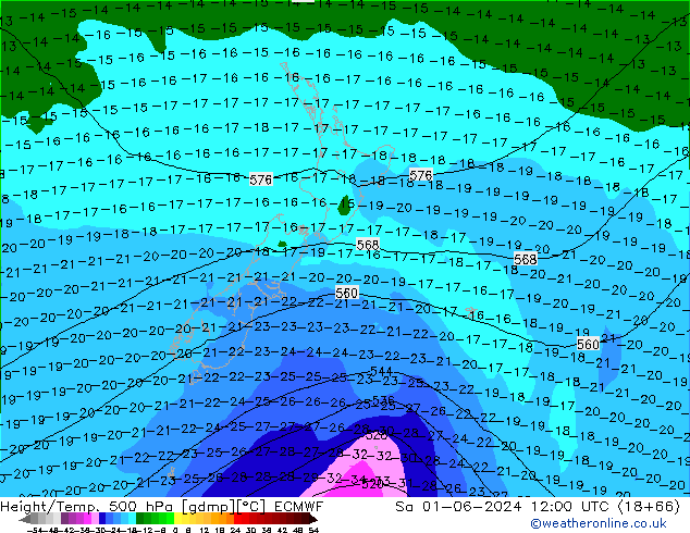 Z500/Rain (+SLP)/Z850 ECMWF so. 01.06.2024 12 UTC