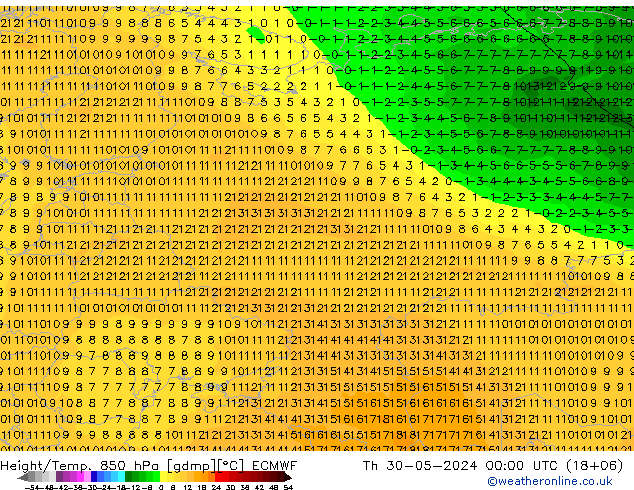 Z500/Rain (+SLP)/Z850 ECMWF Th 30.05.2024 00 UTC