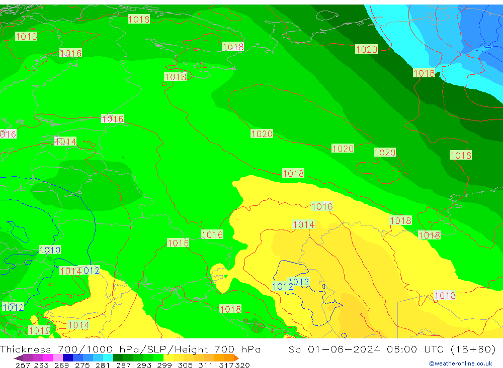 Thck 700-1000 hPa ECMWF Sáb 01.06.2024 06 UTC